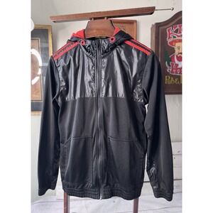 Adidas Men's Hoody Jacket Windbreaker Size Small Black And Red Full Zip